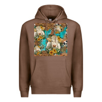 Chestnut sunflowers charolais cow seamless pattern Premium Hoodie - HRA Design Shop