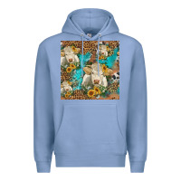 Colony Blue sunflowers charolais cow seamless pattern Premium Hoodie - HRA Design Shop