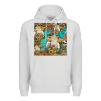 Dove Grey sunflowers charolais cow seamless pattern Premium Hoodie - HRA Design Shop