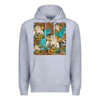 Heather Grey sunflowers charolais cow seamless pattern Premium Hoodie - HRA Design Shop