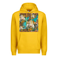 Lemon sunflowers charolais cow seamless pattern Premium Hoodie - HRA Design Shop