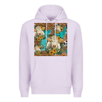 Lilac sunflowers charolais cow seamless pattern Premium Hoodie - HRA Design Shop