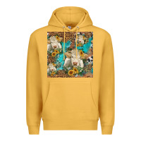 Mustard sunflowers charolais cow seamless pattern Premium Hoodie - HRA Design Shop