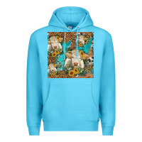 Ocean Blue sunflowers charolais cow seamless pattern Premium Hoodie - HRA Design Shop