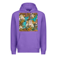 Purple sunflowers charolais cow seamless pattern Premium Hoodie - HRA Design Shop