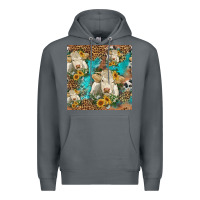 Rock sunflowers charolais cow seamless pattern Premium Hoodie - HRA Design Shop