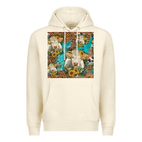 Sandshell sunflowers charolais cow seamless pattern Premium Hoodie - HRA Design Shop