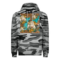 Slate Camo sunflowers charolais cow seamless pattern Premium Hoodie - HRA Design Shop