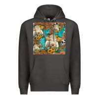 Smoke sunflowers charolais cow seamless pattern Premium Hoodie - HRA Design Shop