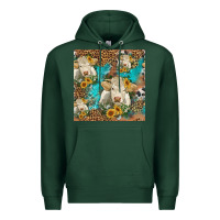 Sports Green sunflowers charolais cow seamless pattern Premium Hoodie - HRA Design Shop