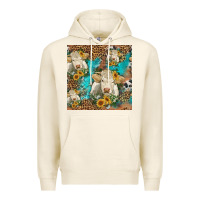 Tofu sunflowers charolais cow seamless pattern Premium Hoodie - HRA Design Shop