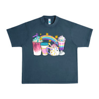 Midnight Navy Unicorn Coffee Cups Urban Heavy Tee - Artiststas