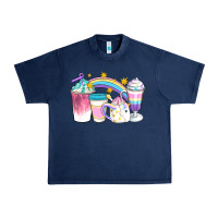 Navy Unicorn Coffee Cups Urban Heavy Tee - Artiststas