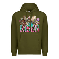 Army Green He is risen Easter Day Premium Hoodie - CowGirlArtShop