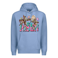 Colony Blue He is risen Easter Day Premium Hoodie - CowGirlArtShop
