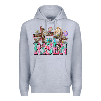 Heather Grey He is risen Easter Day Premium Hoodie - CowGirlArtShop