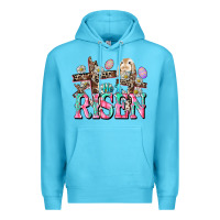 Ocean Blue He is risen Easter Day Premium Hoodie - CowGirlArtShop