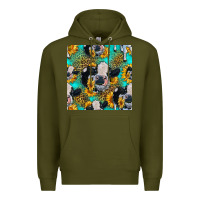 Army Green holstein cow seamless pattern Premium Hoodie - HRA Design Shop