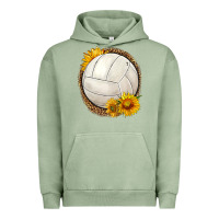 Pigment Oil Green western volleyball with sunflower Urban Hoodie - HRA Design Shop