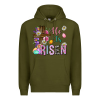 Army Green he is risen easter Premium Hoodie - Neo Western