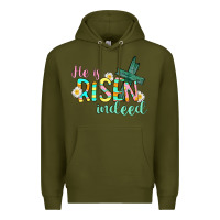 Army Green He is risen indeed Easter Premium Hoodie - CowGirlArtShop