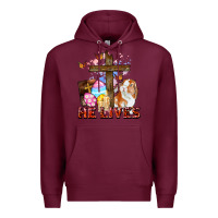 Burgundy He lives Easter Day Premium Hoodie - CowGirlArtShop
