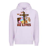 Lilac He lives Easter Day Premium Hoodie - CowGirlArtShop