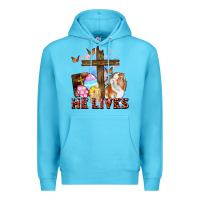 Ocean Blue He lives Easter Day Premium Hoodie - CowGirlArtShop