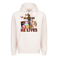 Pale Pink He lives Easter Day Premium Hoodie - CowGirlArtShop