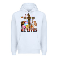 White He lives Easter Day Premium Hoodie - CowGirlArtShop