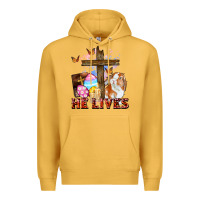 Mustard He lives Easter Day Premium Hoodie - CowGirlArtShop