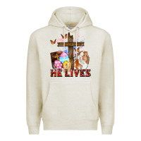 Oatmeal Heather He lives Easter Day Premium Hoodie - CowGirlArtShop