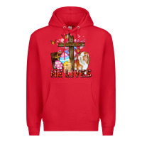 Red He lives Easter Day Premium Hoodie - CowGirlArtShop