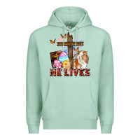Seafoam He lives Easter Day Premium Hoodie - CowGirlArtShop