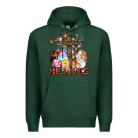 Sports Green He lives Easter Day Premium Hoodie - CowGirlArtShop