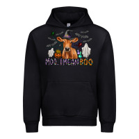 Black Moo I Mean Boo Urban Hoodie - CowhideDigitalArt