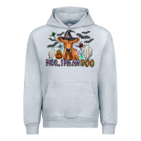 Heather Grey Moo I Mean Boo Urban Hoodie - CowhideDigitalArt