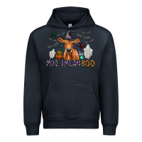 Navy Moo I Mean Boo Urban Hoodie - CowhideDigitalArt