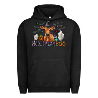 Pigment Black Moo I Mean Boo Urban Hoodie - CowhideDigitalArt