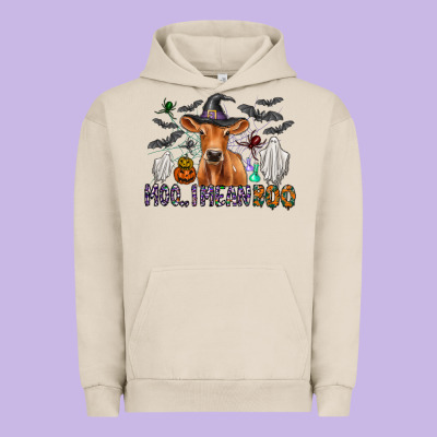 Moo I Mean Boo Urban Hoodie Designed By Cowhidedigitalart