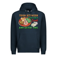 Navy torn between lookin like a snack and eatin one Premium Hoodie - FaDigitalArtStudio