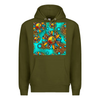 Army Green western sunset sunflowers seamless pattern Premium Hoodie - HRA Design Shop