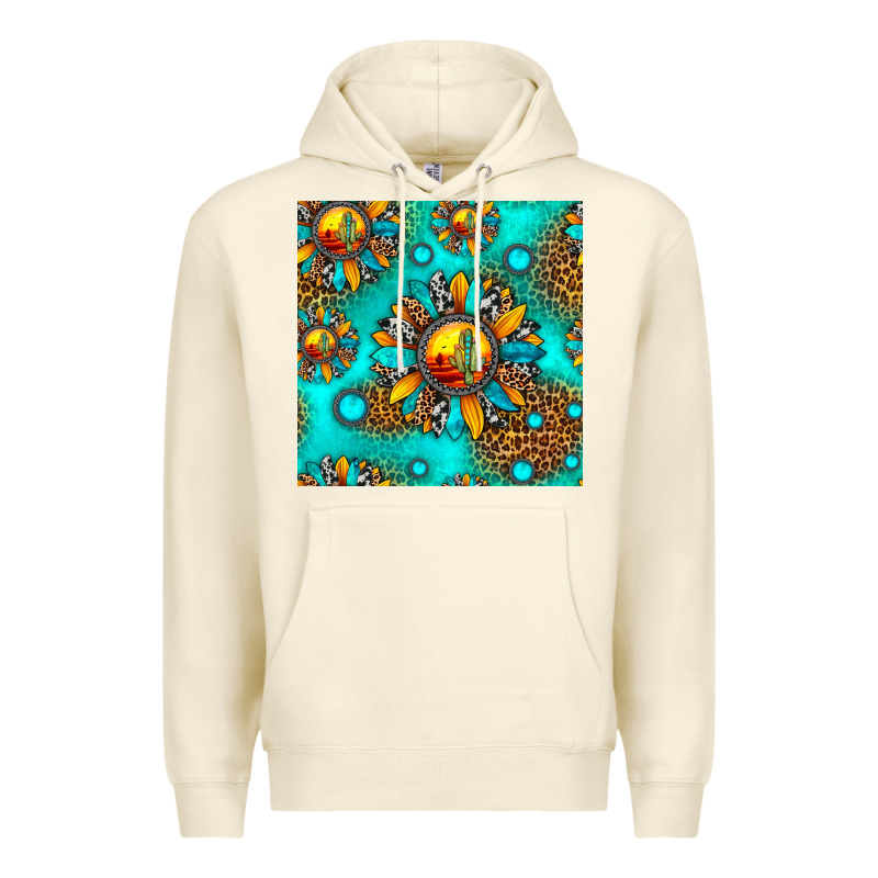Western Sunset Sunflowers Seamless Pattern Premium Hoodie by HRA Design Shop | Teevron