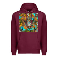 Burgundy aztec bull skull seamless pattern Premium Hoodie - HRA Design Shop