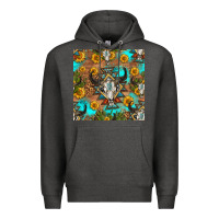 Charcoal Heather aztec bull skull seamless pattern Premium Hoodie - HRA Design Shop