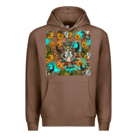 Chestnut aztec bull skull seamless pattern Premium Hoodie - HRA Design Shop