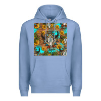 Colony Blue aztec bull skull seamless pattern Premium Hoodie - HRA Design Shop