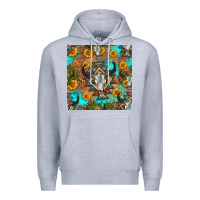 Heather Grey aztec bull skull seamless pattern Premium Hoodie - HRA Design Shop