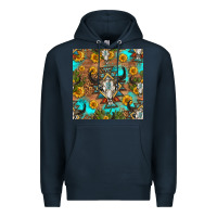 Navy aztec bull skull seamless pattern Premium Hoodie - HRA Design Shop