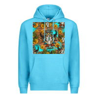 Ocean Blue aztec bull skull seamless pattern Premium Hoodie - HRA Design Shop